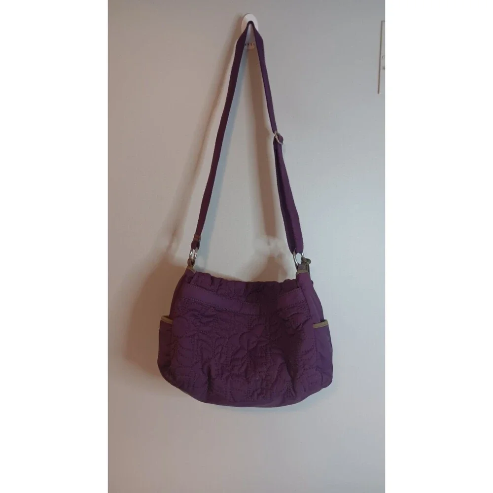 Fossil Key Per Purple/Silver Quilted  Crossbody Messenger Bag
